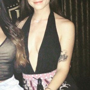 Black backless halter bodysuit